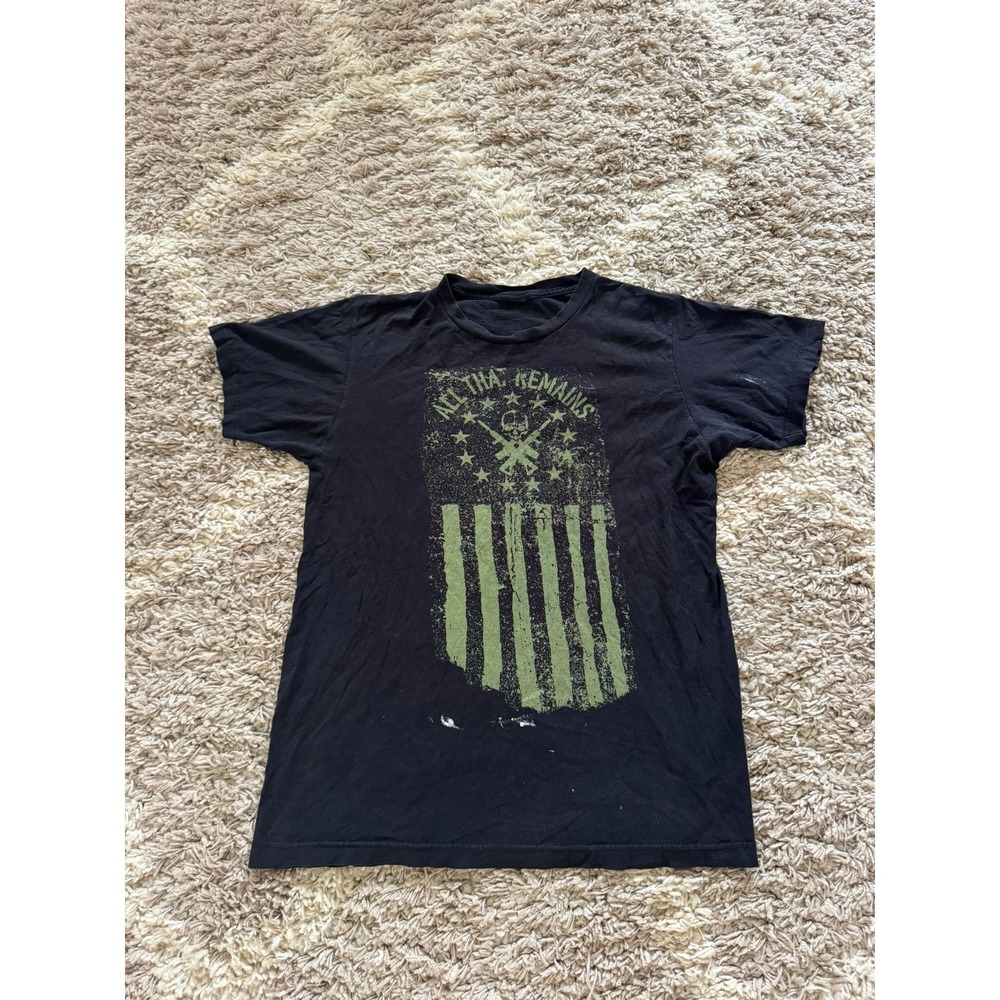 All That Remains Band T-Shirt Black Distressed Flag Skull Graphic Small